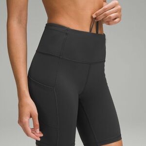 Lululemon Fast and Free high Waist Biker Shorts with Pockets Sz 8 (Length 8”)